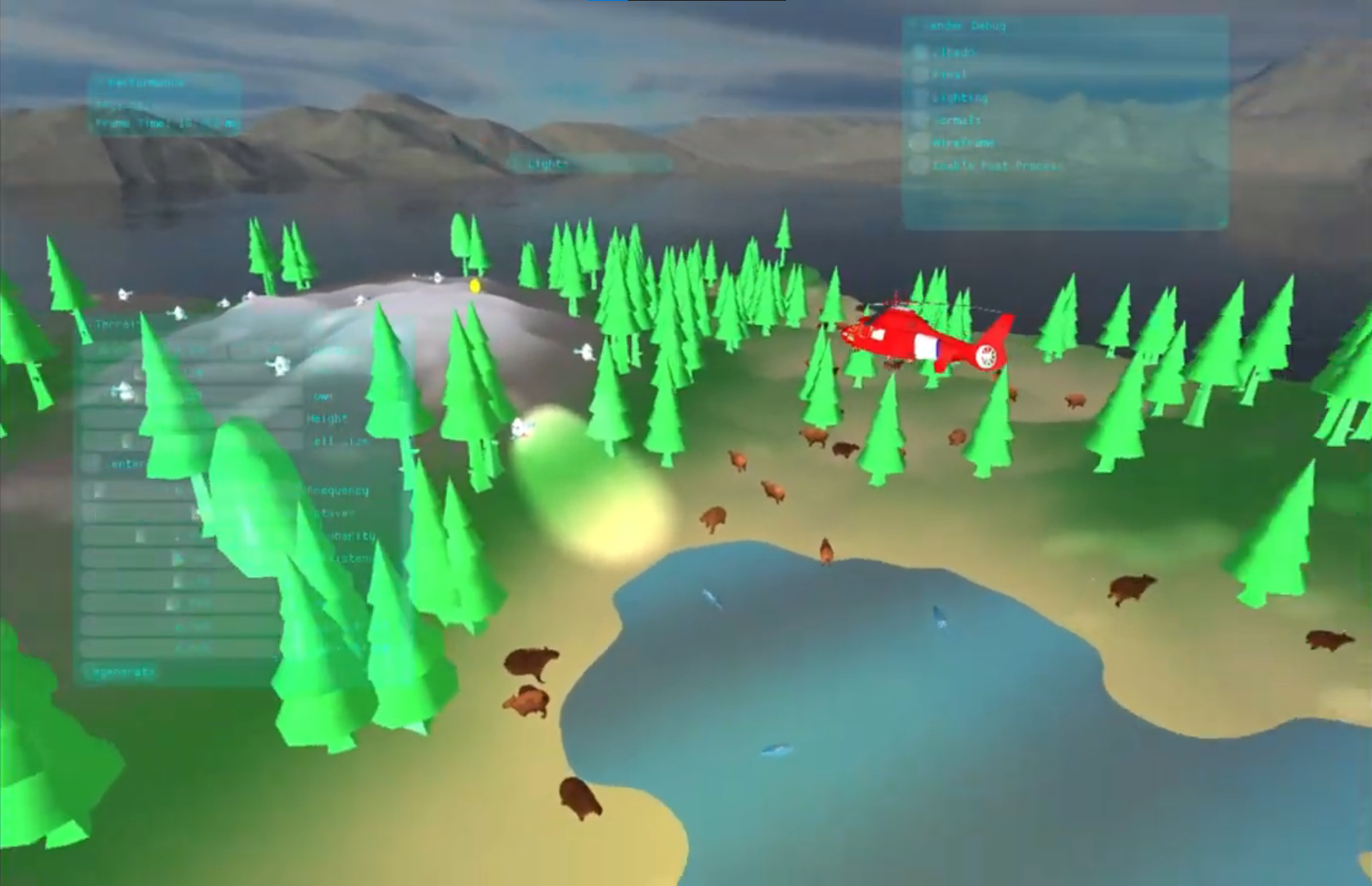 Procedural 3D terrain with custom skybox and shaders